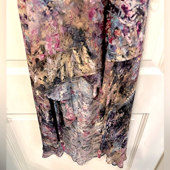 Haute Hippie 100% silk floral abstract midi high low dress - Picture 7 of 10